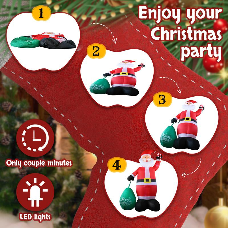 14-Foot Lighted Inflatable Santa Claus Decoration with Gift Bag - Waterproof and Durable Holiday Yard Decor Featuring Built-In LED Lights