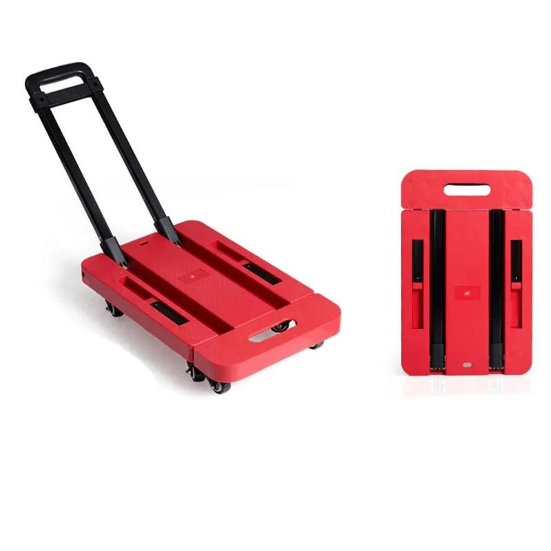 Heavy-Duty Folding Hand Truck Dolly - 500 lb Capacity, 6-Wheel Collapsible Cart with Elastic Straps for Efficient Transport and Moving Solutions